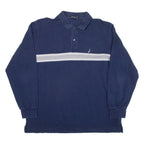 NAUTICA Mens Polo Shirt Blue Striped Long Sleeve L