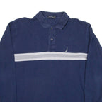 NAUTICA Mens Polo Shirt Blue Striped Long Sleeve L