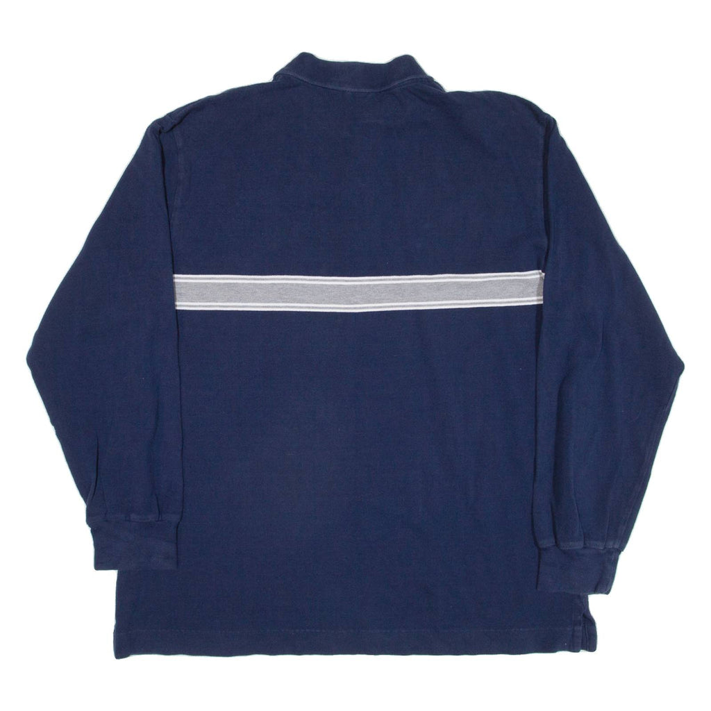 NAUTICA Mens Polo Shirt Blue Striped Long Sleeve L
