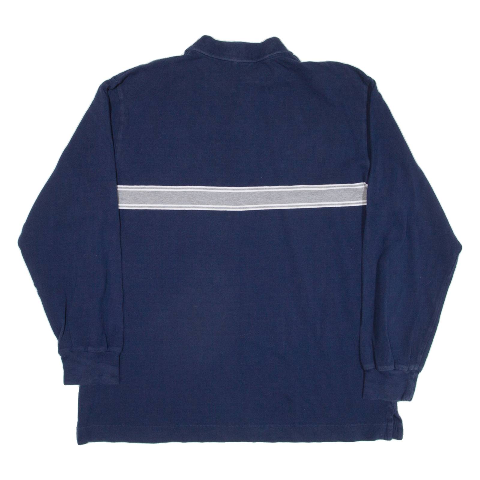 NAUTICA Mens Polo Shirt Blue Striped Long Sleeve L