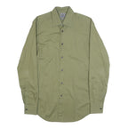 CALVIN KLEIN Mens Green Plain Shirt S Classic Fit Button Down