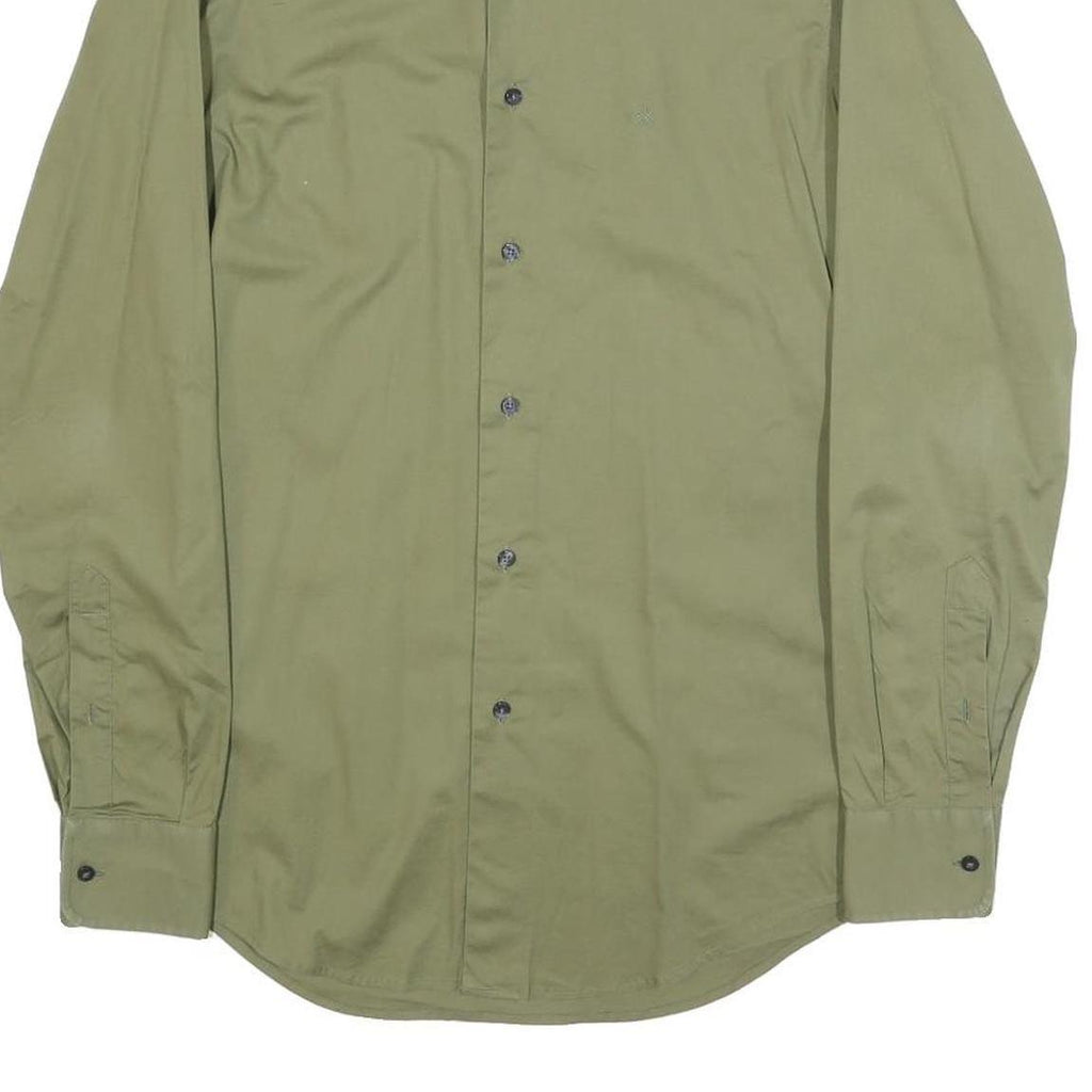 CALVIN KLEIN Mens Green Plain Shirt S Classic Fit Button Down