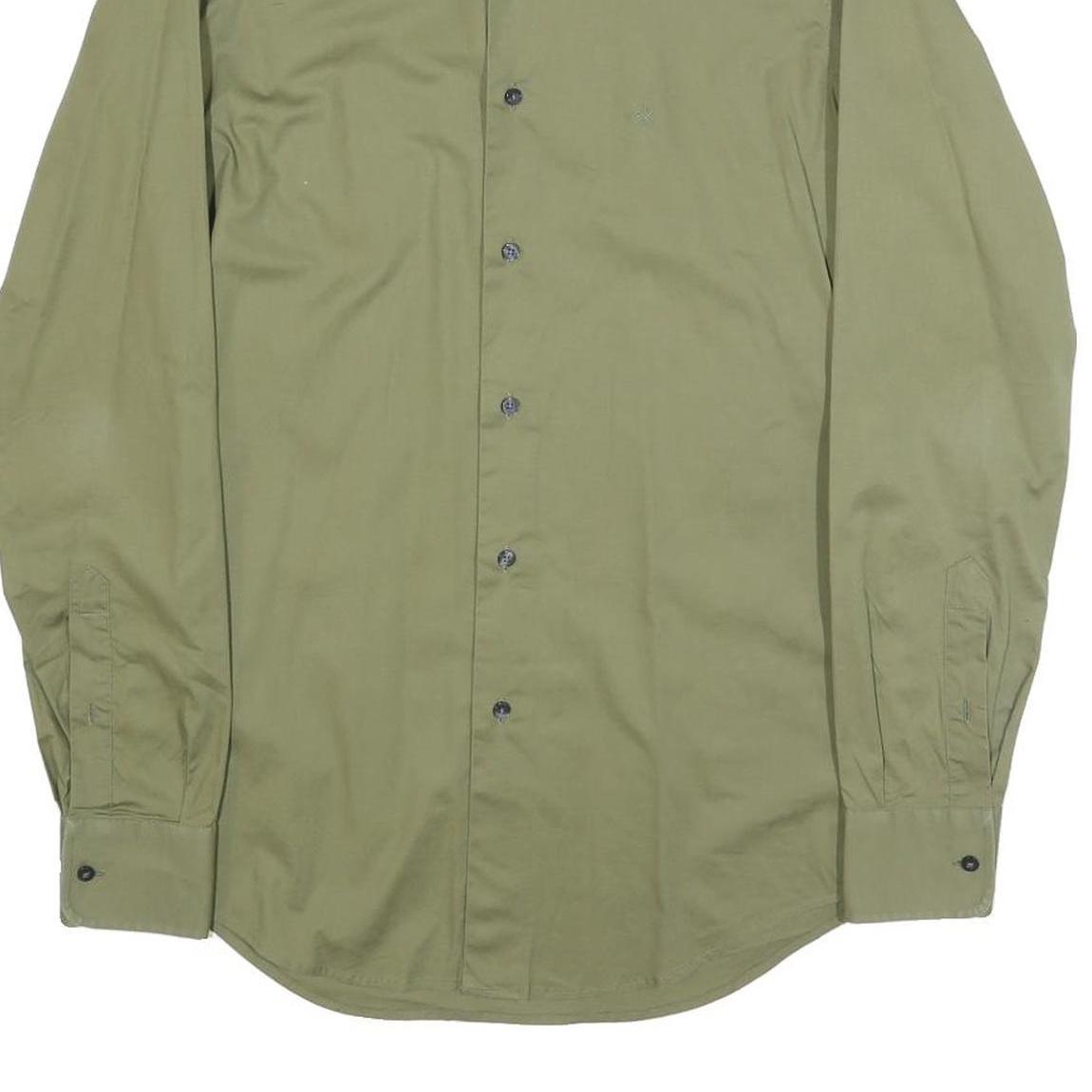 CALVIN KLEIN Mens Green Plain Shirt S Classic Fit Button Down