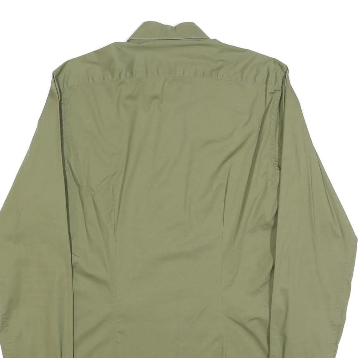 CALVIN KLEIN Mens Green Plain Shirt S Classic Fit Button Down