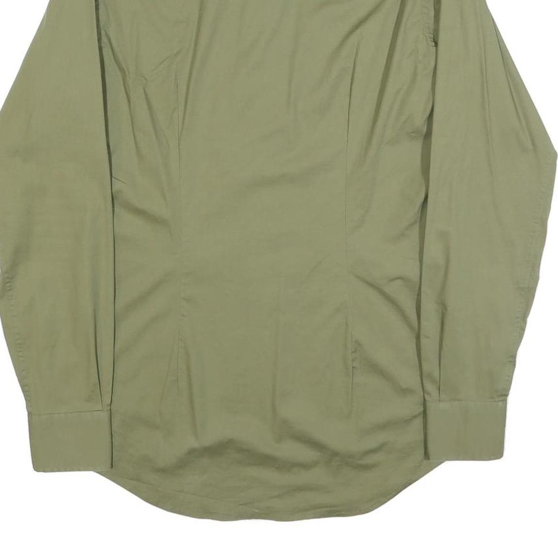 CALVIN KLEIN Mens Green Plain Shirt S Classic Fit Button Down