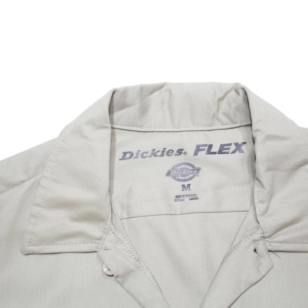 DICKIES Mens Beige Flex Work Short Sleeve Shirt M Durable Polyester Blend