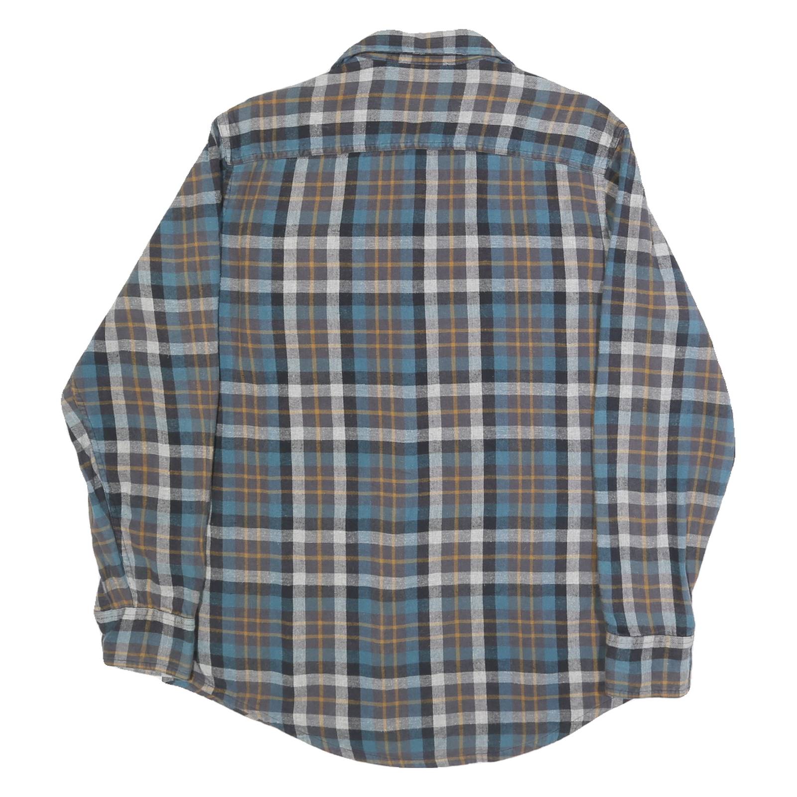 TIMBERLAND Mens Blue Brown Check Shirt M Button Front Casual Cotton