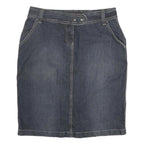 NEVADA Womens Blue Denim Straight Knee Length Cotton Blend XL Skirt Pockets