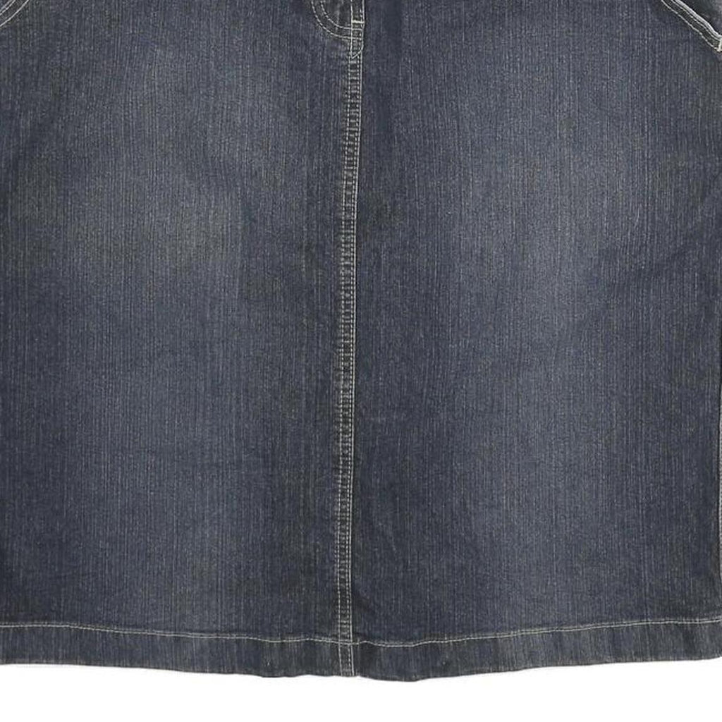 NEVADA Womens Blue Denim Straight Knee Length Cotton Blend XL Skirt Pockets