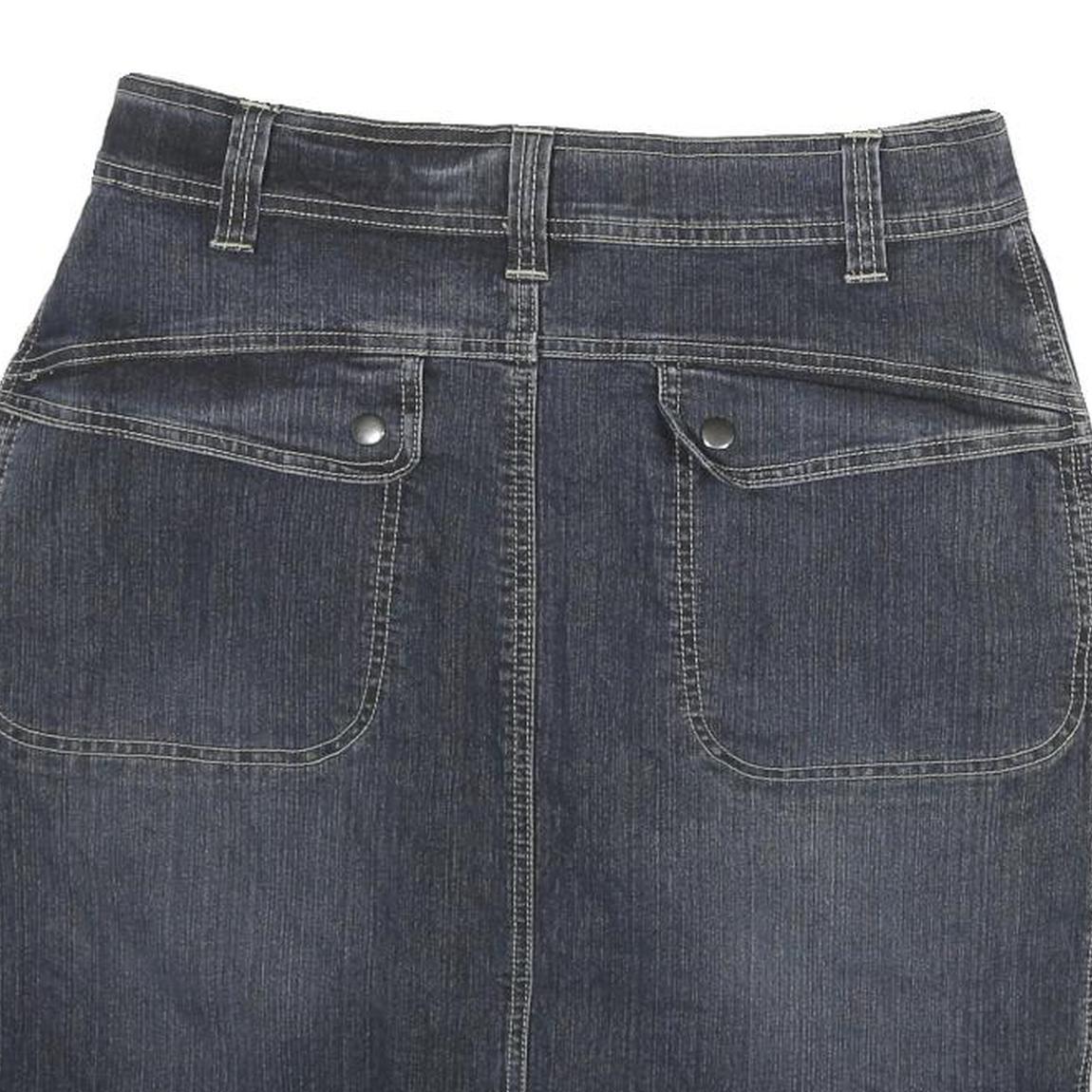 NEVADA Womens Blue Denim Straight Knee Length Cotton Blend XL Skirt Pockets