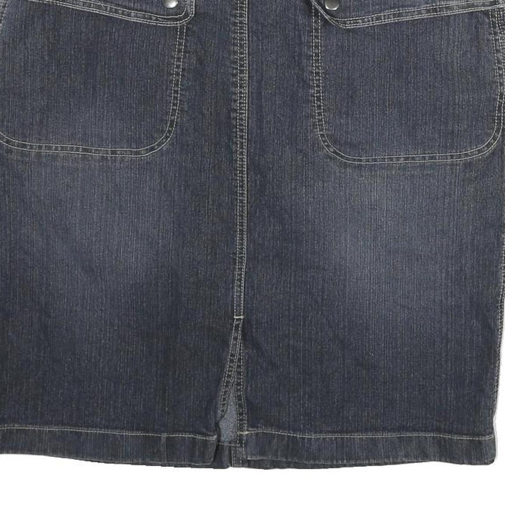 NEVADA Womens Blue Denim Straight Knee Length Cotton Blend XL Skirt Pockets