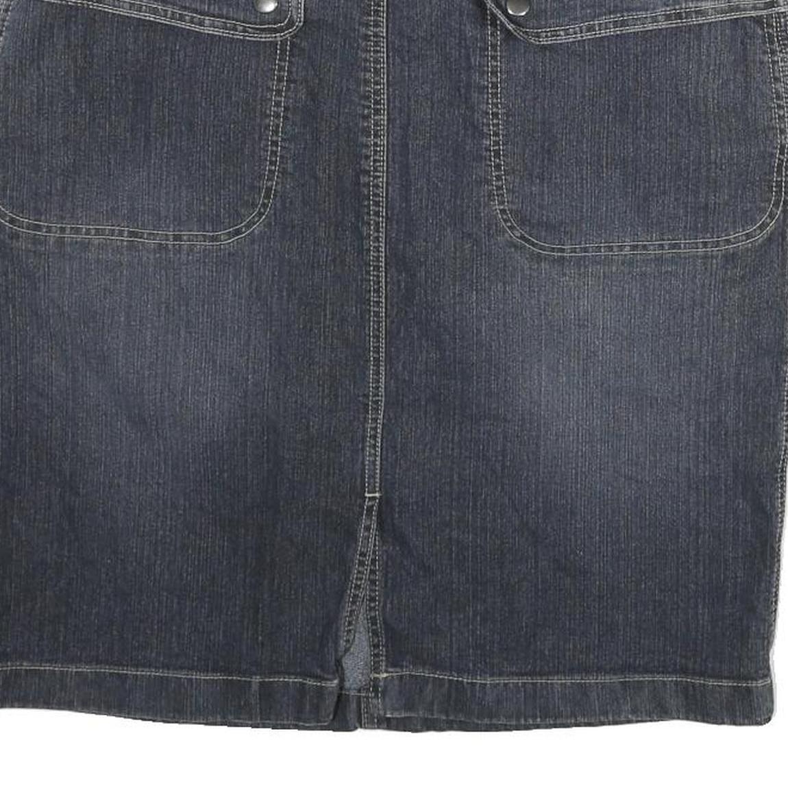 NEVADA Womens Blue Denim Straight Knee Length Cotton Blend XL Skirt Pockets