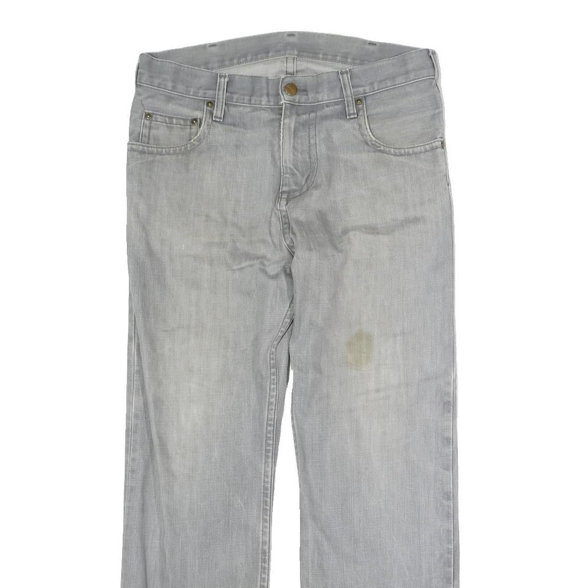 CARHARTT Mens Regular Fit Cotton Jeans Light Blue Button W34 L29 Workwear Casual