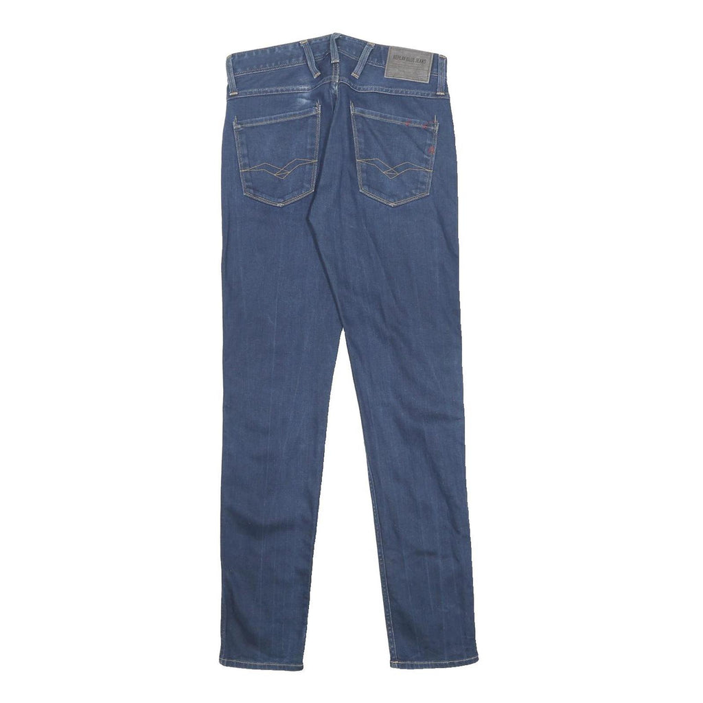 REPLAY Mens Slim Blue Jeans Denim Medium W30 L34 Stylish Zip Closure