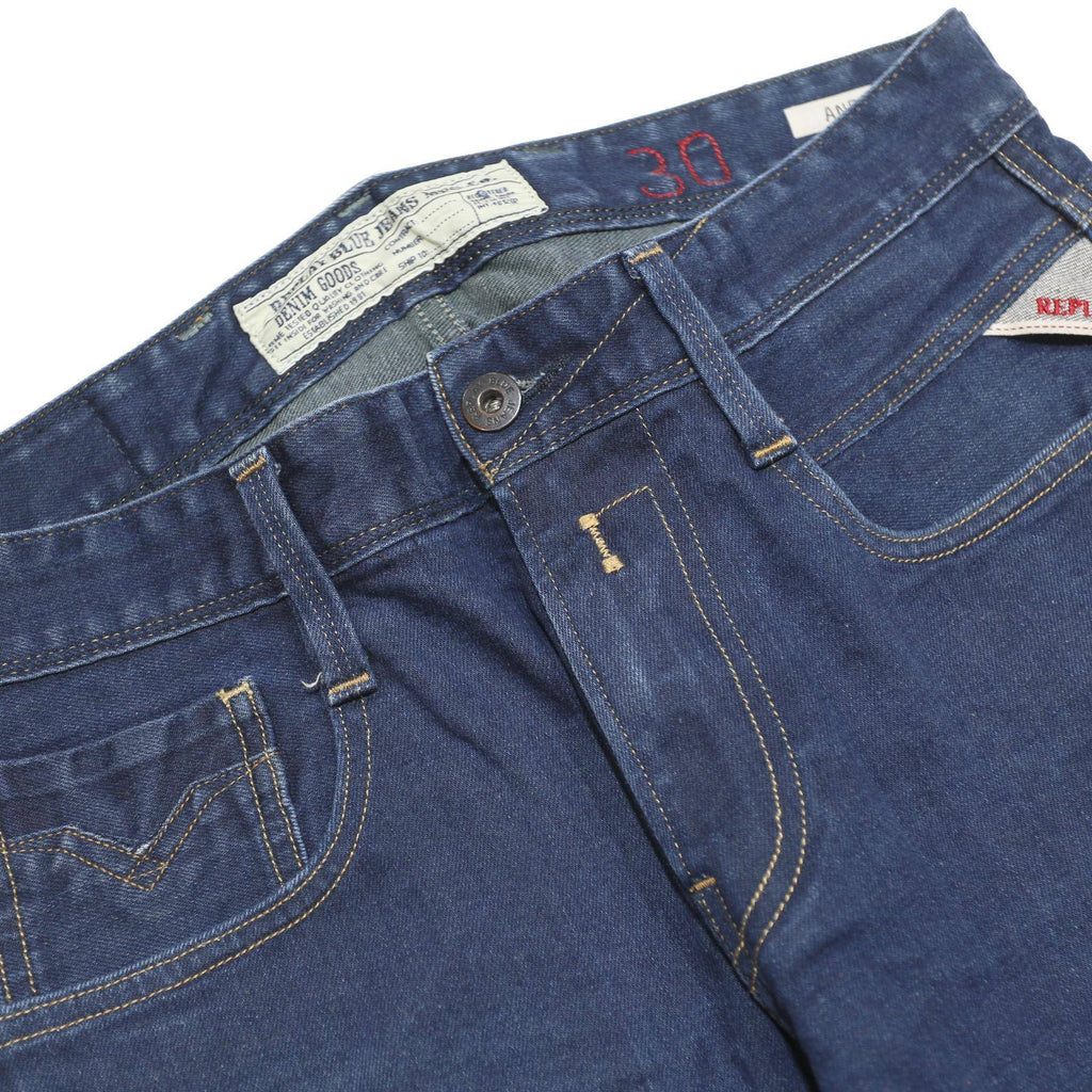 REPLAY Mens Slim Blue Jeans Denim Medium W30 L34 Stylish Zip Closure