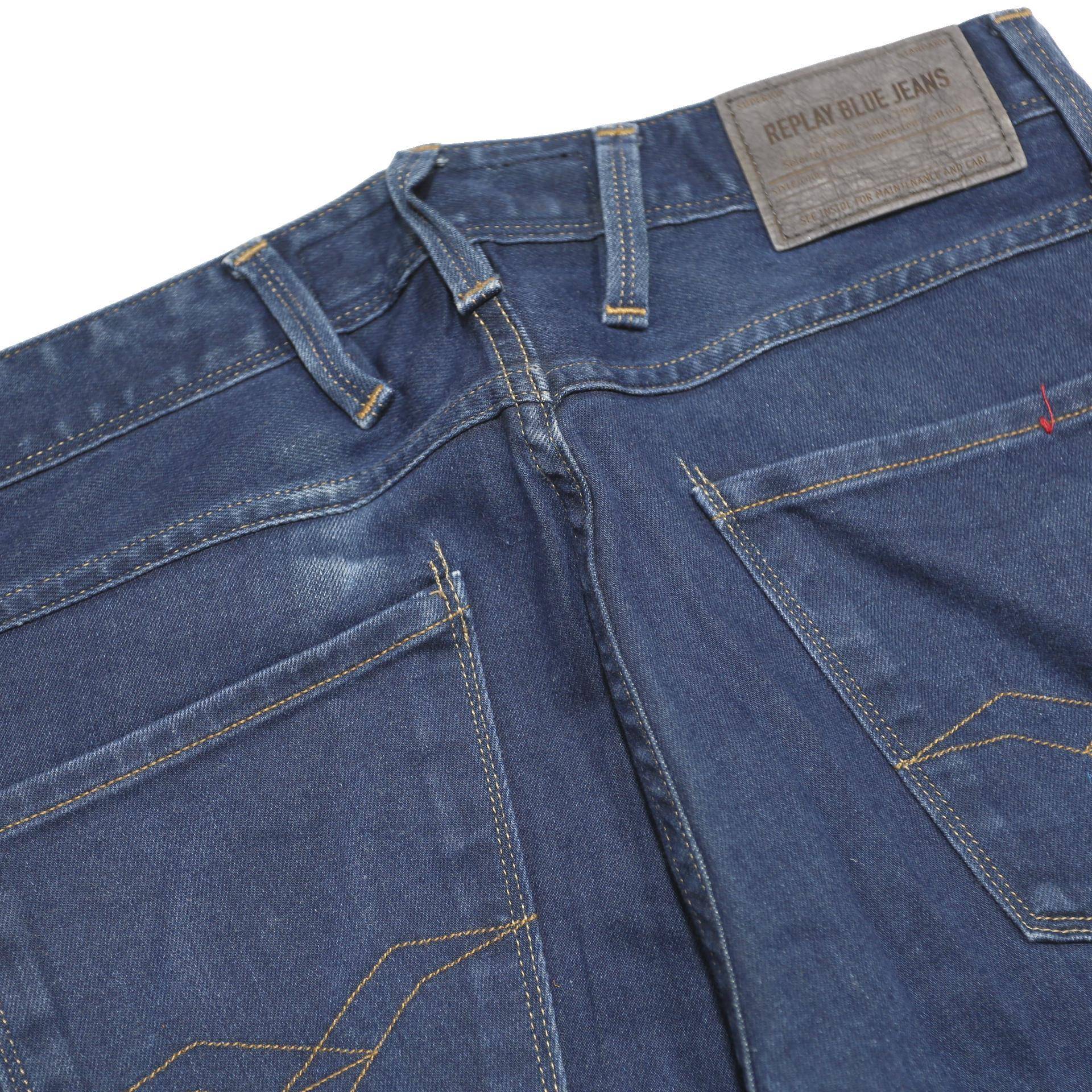 REPLAY Mens Slim Blue Jeans Denim Medium W30 L34 Stylish Zip Closure