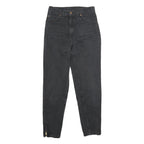 WALLEES Womens Jeans Black Regular Skinny Denim Medium W28 L28 Zipped Hem