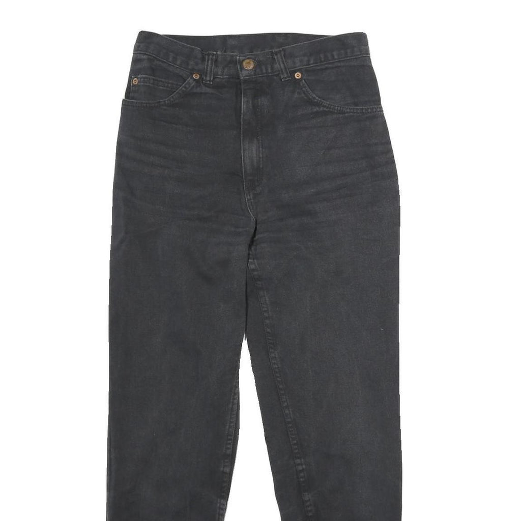 WALLEES Womens Jeans Black Regular Skinny Denim Medium W28 L28 Zipped Hem