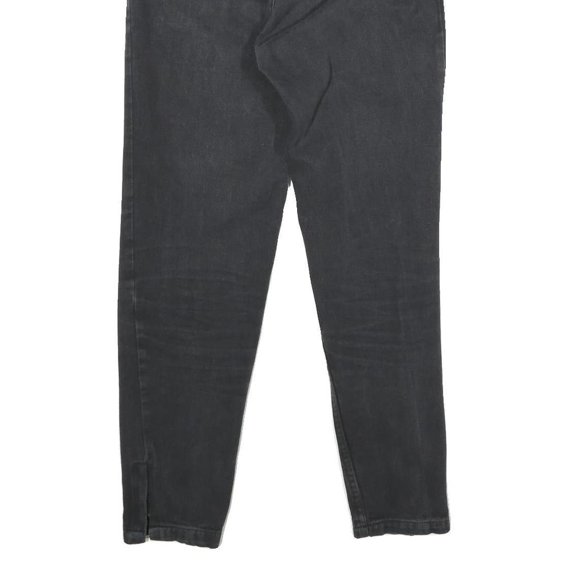 WALLEES Womens Jeans Black Regular Skinny Denim Medium W28 L28 Zipped Hem