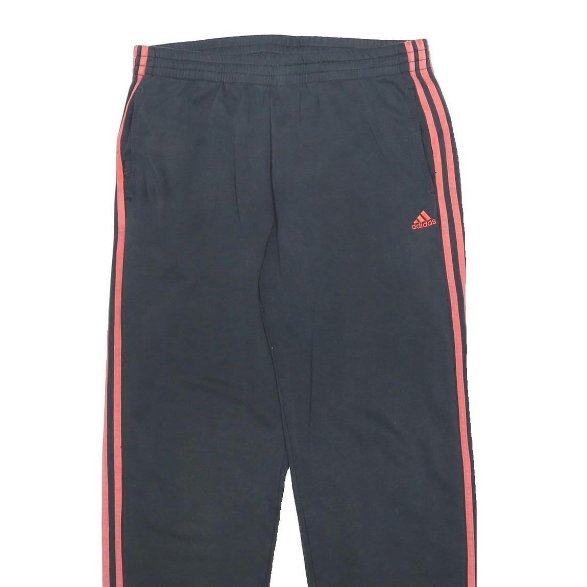 ADIDAS Mens Joggers Black & Red Slim Tapered L W32 L30 Cotton Blend Sportswear