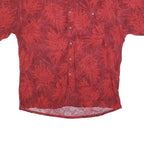 PIERRE CARDIN Mens Red Rayon Casual Shirt XL Summer Leaf Print Button