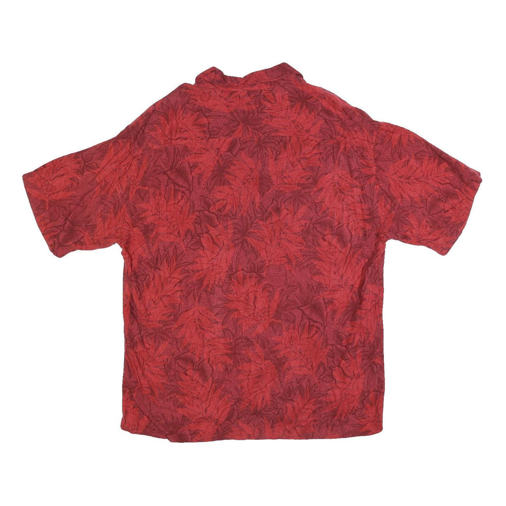PIERRE CARDIN Mens Red Rayon Casual Shirt XL Summer Leaf Print Button