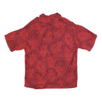 PIERRE CARDIN Mens Red Rayon Casual Shirt XL Summer Leaf Print Button
