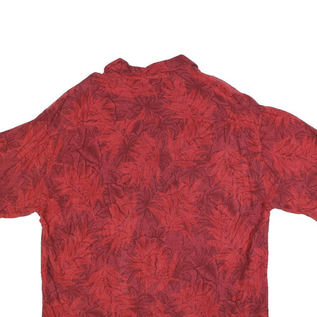 PIERRE CARDIN Mens Red Rayon Casual Shirt XL Summer Leaf Print Button