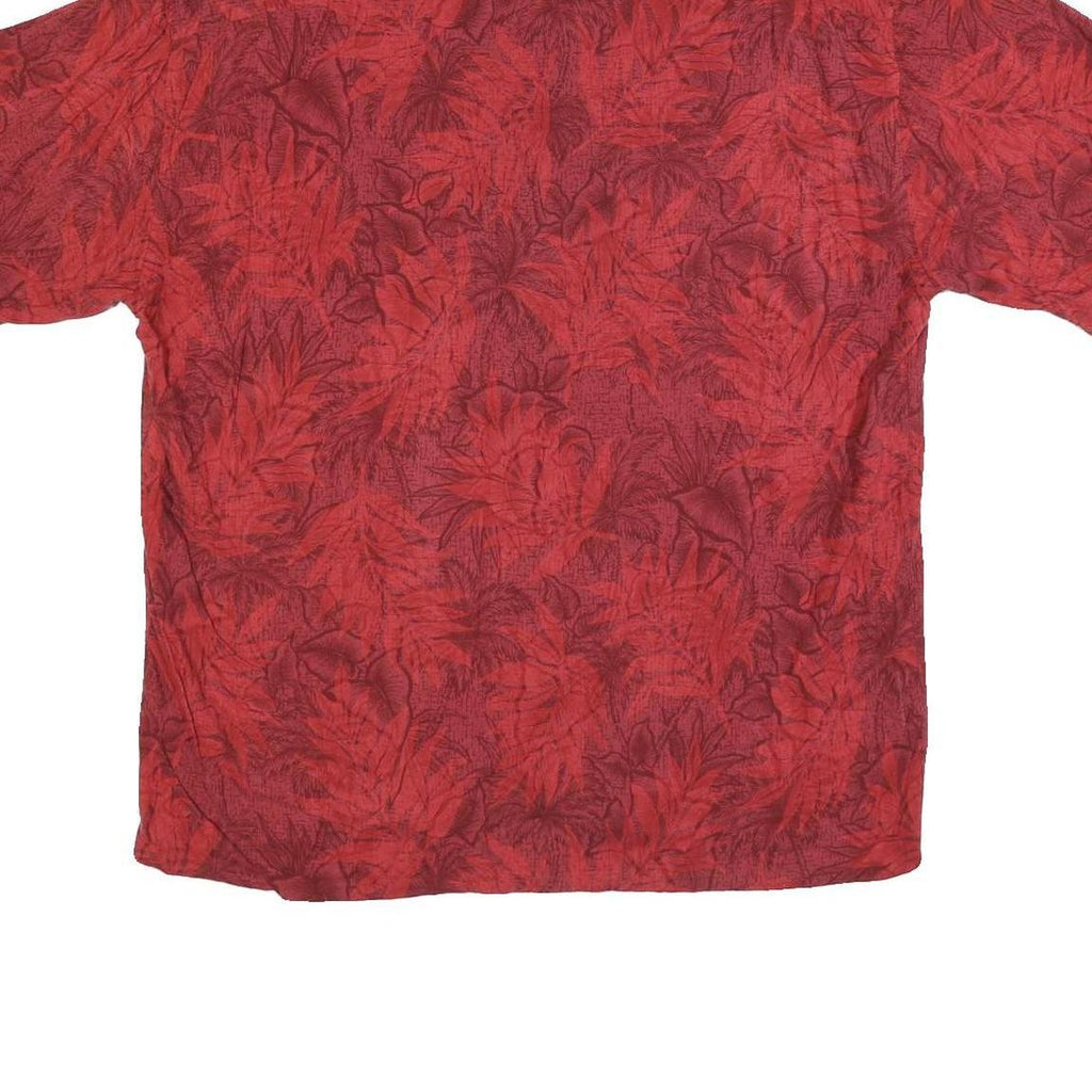 PIERRE CARDIN Mens Red Rayon Casual Shirt XL Summer Leaf Print Button