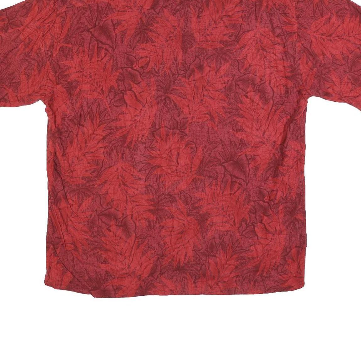 PIERRE CARDIN Mens Red Rayon Casual Shirt XL Summer Leaf Print Button