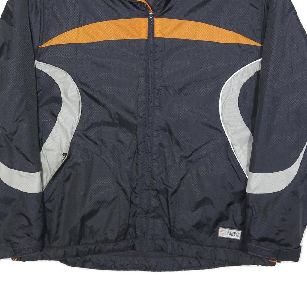 TCM Mens Navy Blue Orange Sports Zip Up Lightweight Polyester Jacket L
