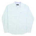 NAUTICA Mens White Blue Check Classic Fit Shirt L Cotton Blend Long Sleeve