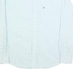 NAUTICA Mens White Blue Check Classic Fit Shirt L Cotton Blend Long Sleeve