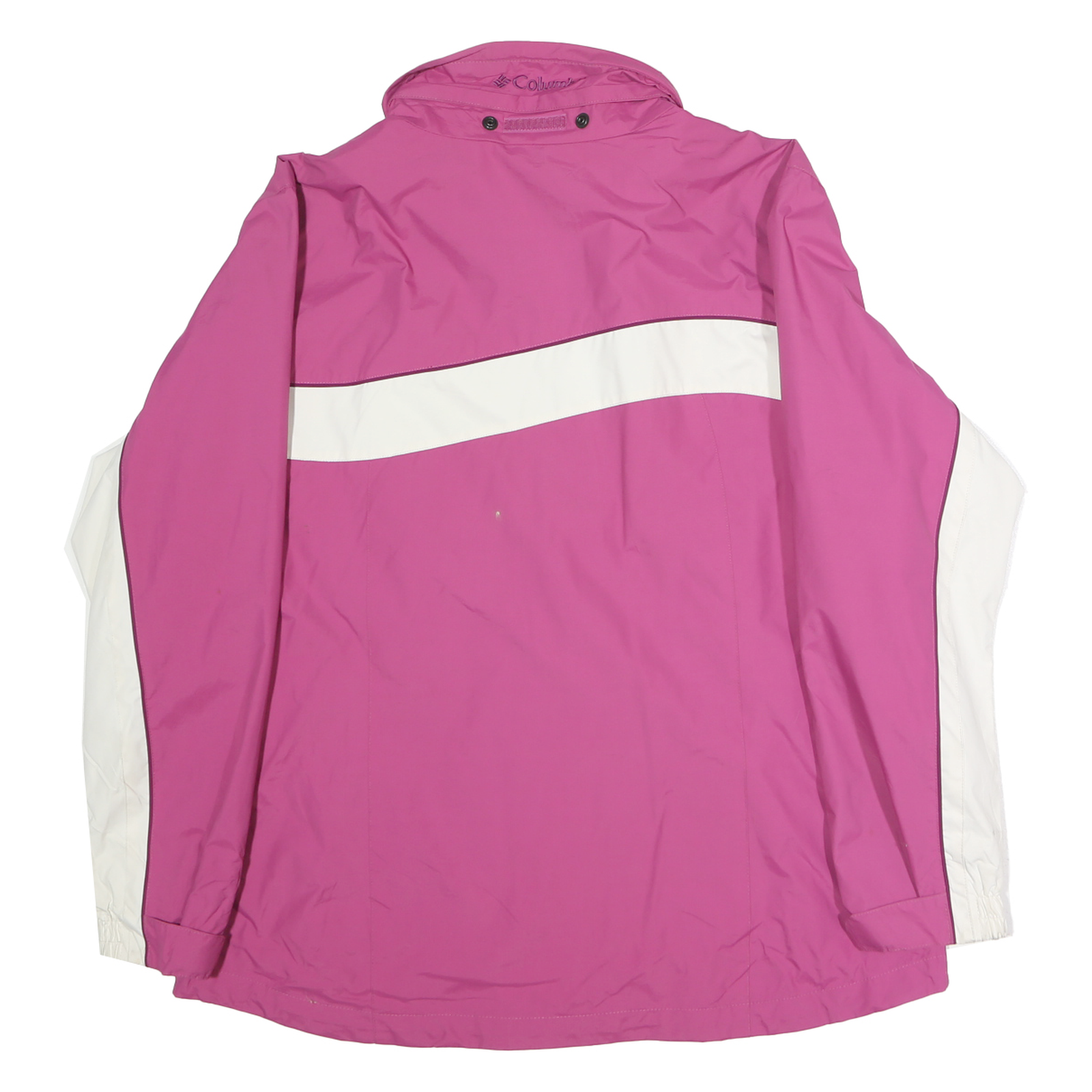 COLUMBIA Womens Pink & White Outdoor Jacket L Polyester Zip Plain