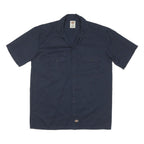 DICKIES Mens Navy Blue Cotton Blend Work Shirt M Button Pocket Design