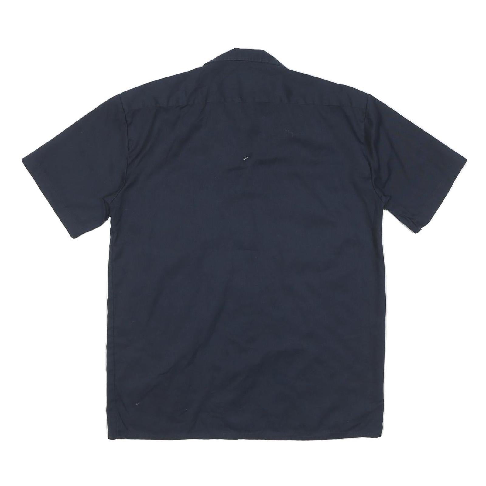 DICKIES Mens Navy Blue Cotton Blend Work Shirt M Button Pocket Design
