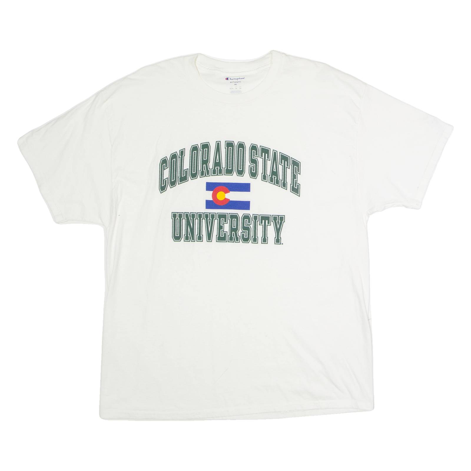 CHAMPION Colorado State University Mens T-Shirt White USA Crew Neck XL
