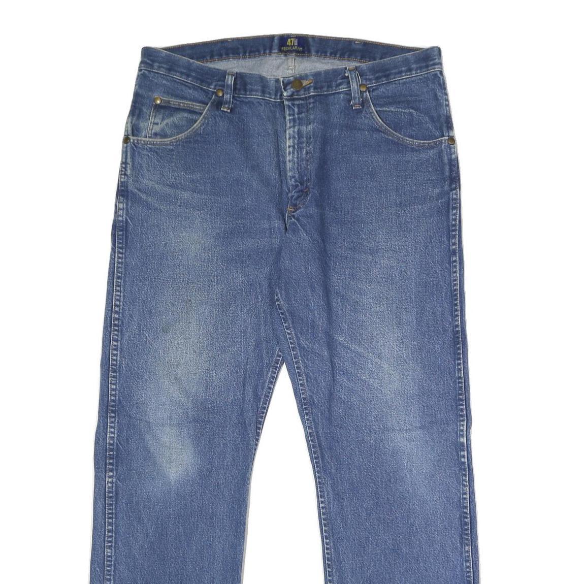 WRANGLER Mens Blue Regular Fit Straight Denim Medium Wash Jeans W36 L32 Classic