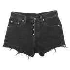 LEVI'S Womens Shorts Black Denim Cut-Off XS W28 Button Fly Frayed Hem Casual