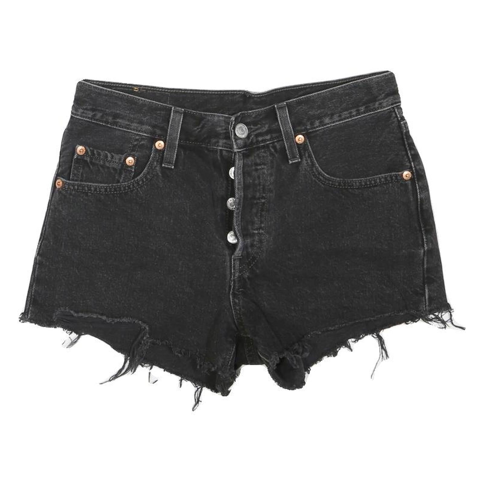 LEVI'S Womens Shorts Black Denim Cut-Off XS W28 Button Fly Frayed Hem Casual