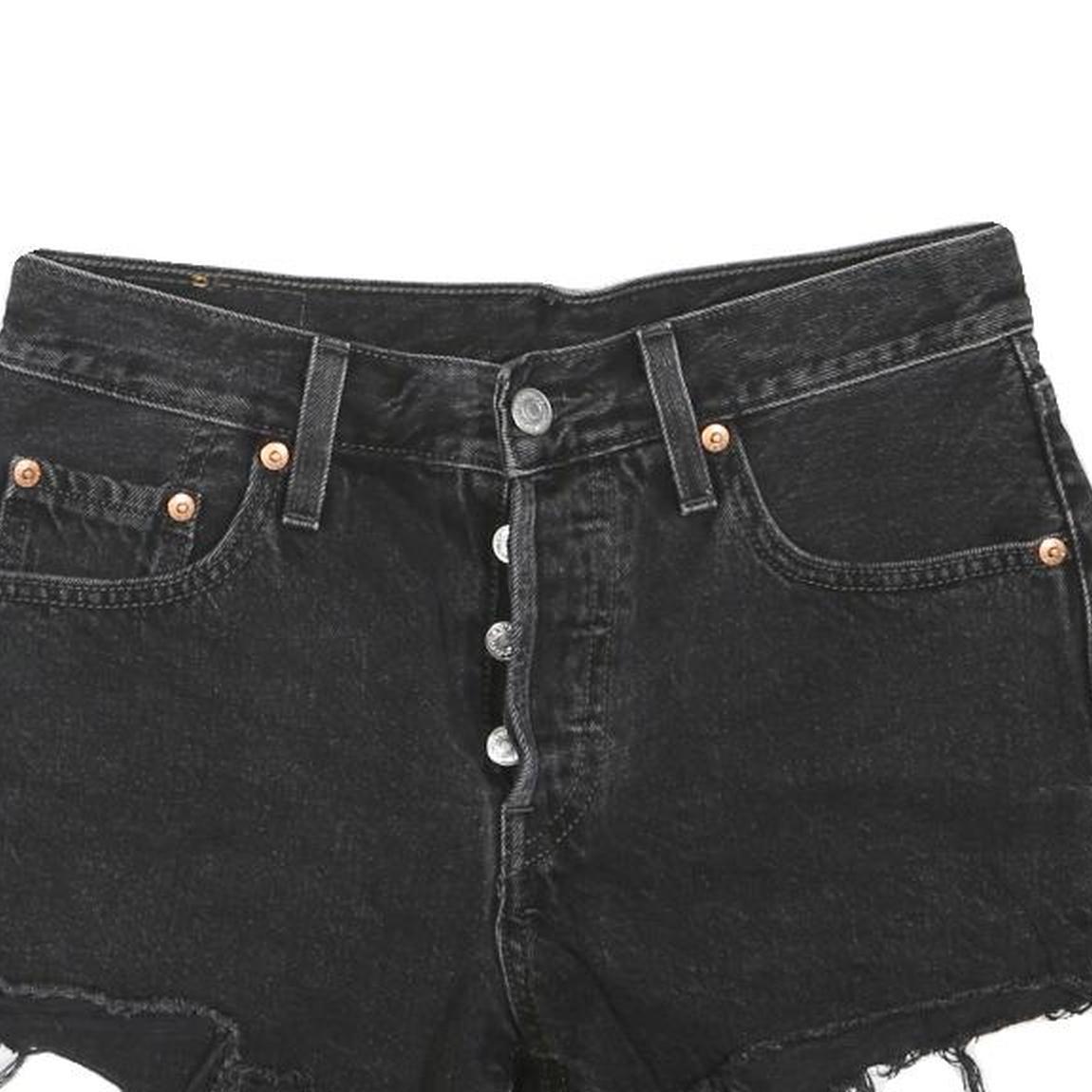LEVI'S Womens Shorts Black Denim Cut-Off XS W28 Button Fly Frayed Hem Casual