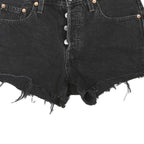 LEVI'S Womens Shorts Black Denim Cut-Off XS W28 Button Fly Frayed Hem Casual
