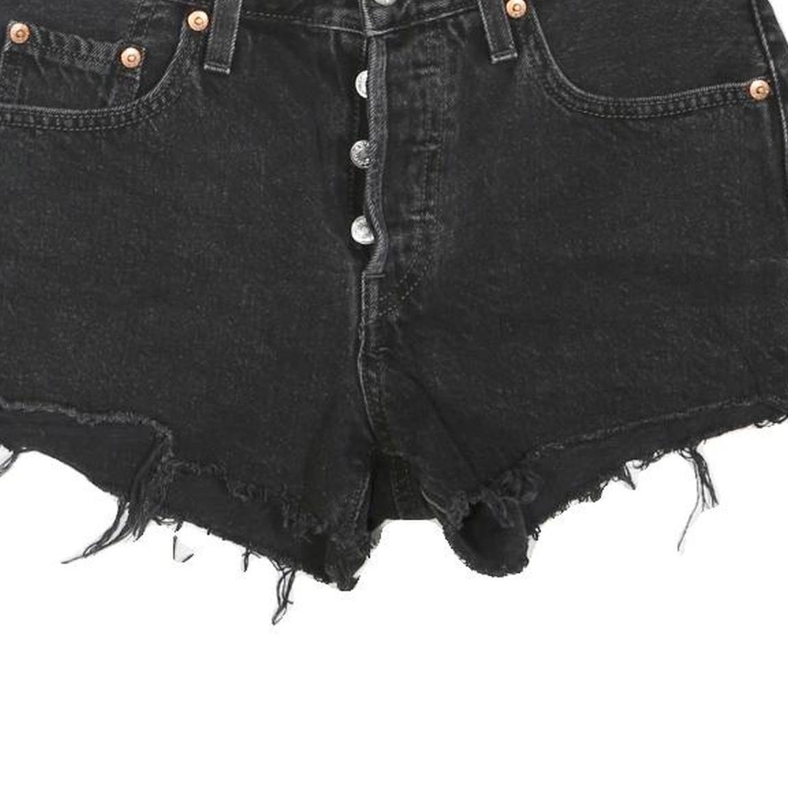 LEVI'S Womens Shorts Black Denim Cut-Off XS W28 Button Fly Frayed Hem Casual