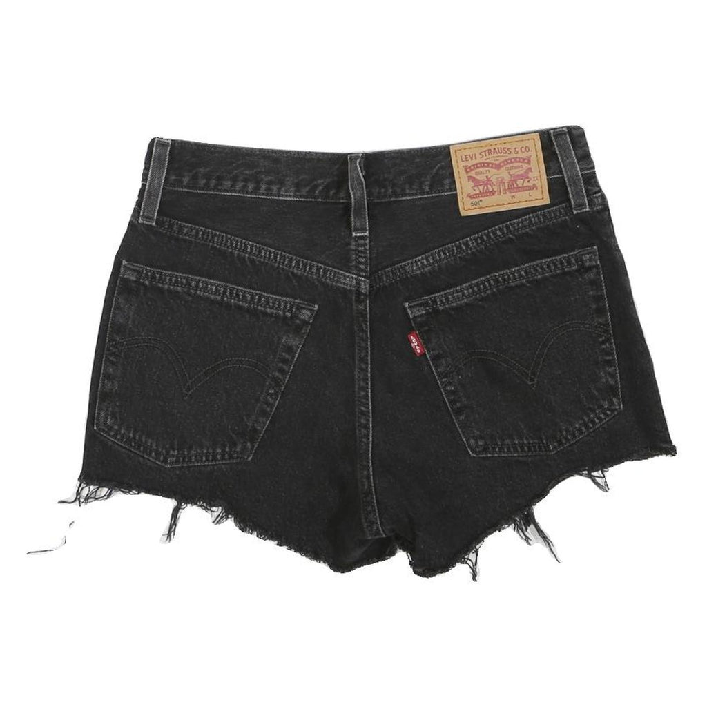 LEVI'S Womens Shorts Black Denim Cut-Off XS W28 Button Fly Frayed Hem Casual