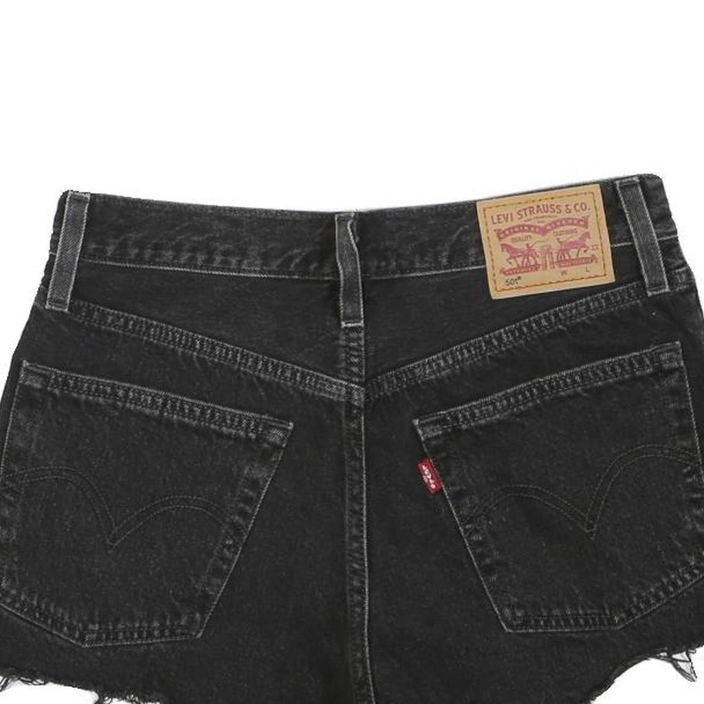LEVI'S Womens Shorts Black Denim Cut-Off XS W28 Button Fly Frayed Hem Casual