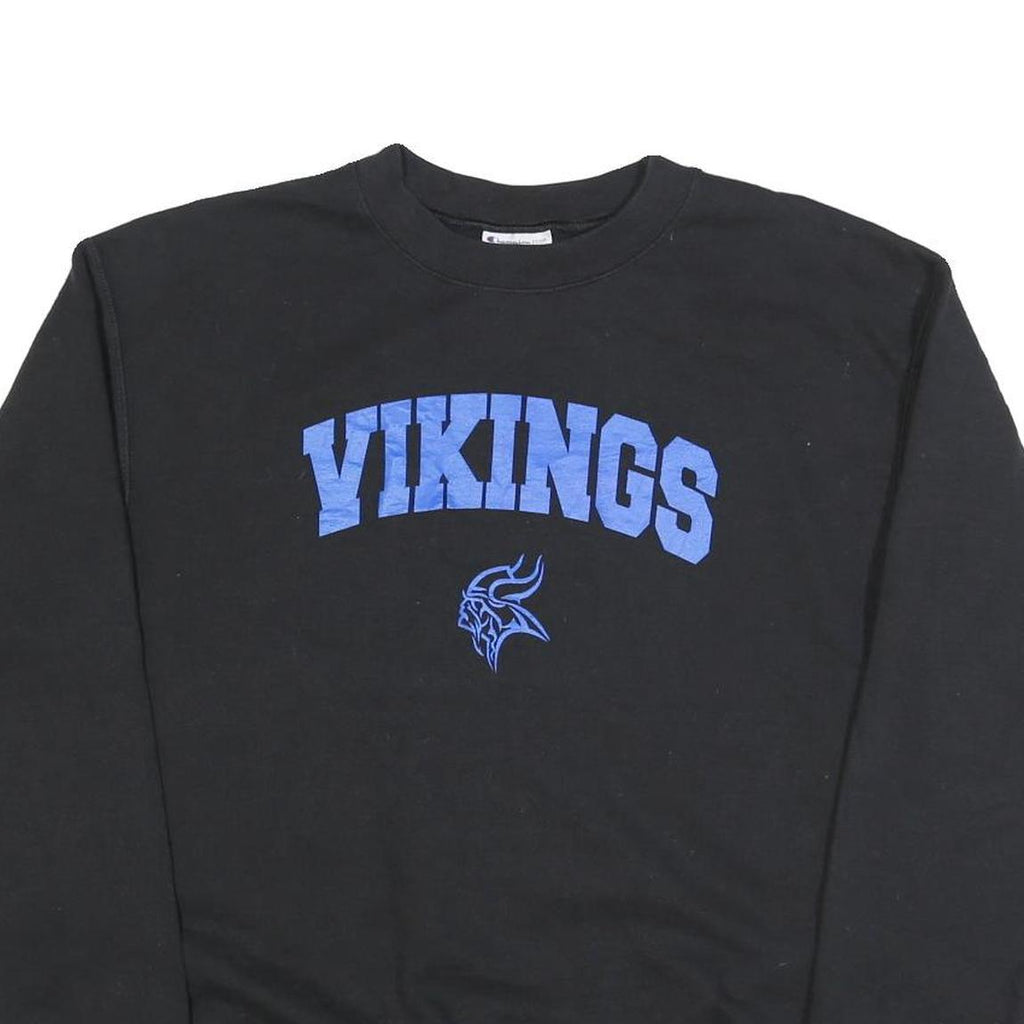 CHAMPION Mens Black Vikings Crew Neck M Cotton Blend Sweatshirt