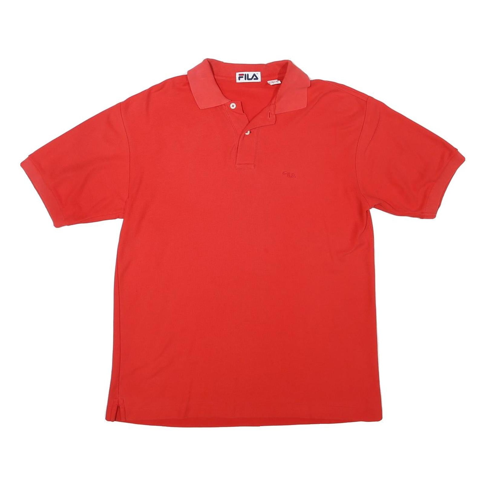 FILA Mens Red Short Sleeve Plain S Polo Shirt Cotton Blend Casual Sportswear