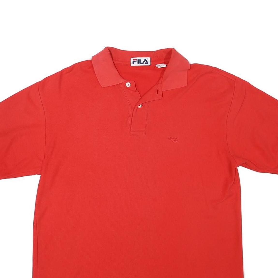 FILA Mens Red Short Sleeve Plain S Polo Shirt Cotton Blend Casual Sportswear