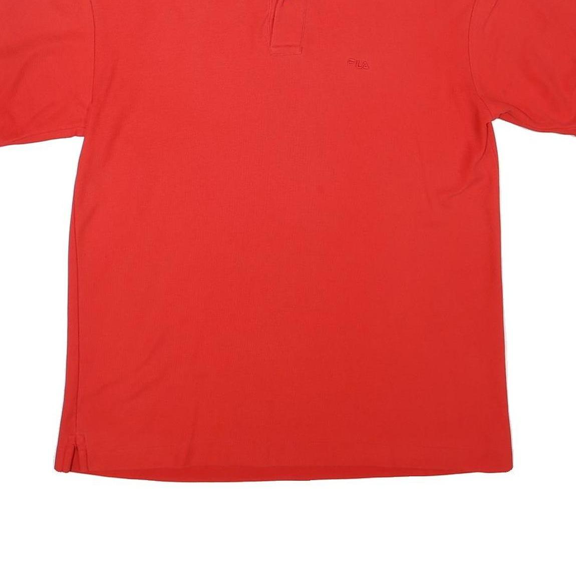 FILA Mens Red Short Sleeve Plain S Polo Shirt Cotton Blend Casual Sportswear
