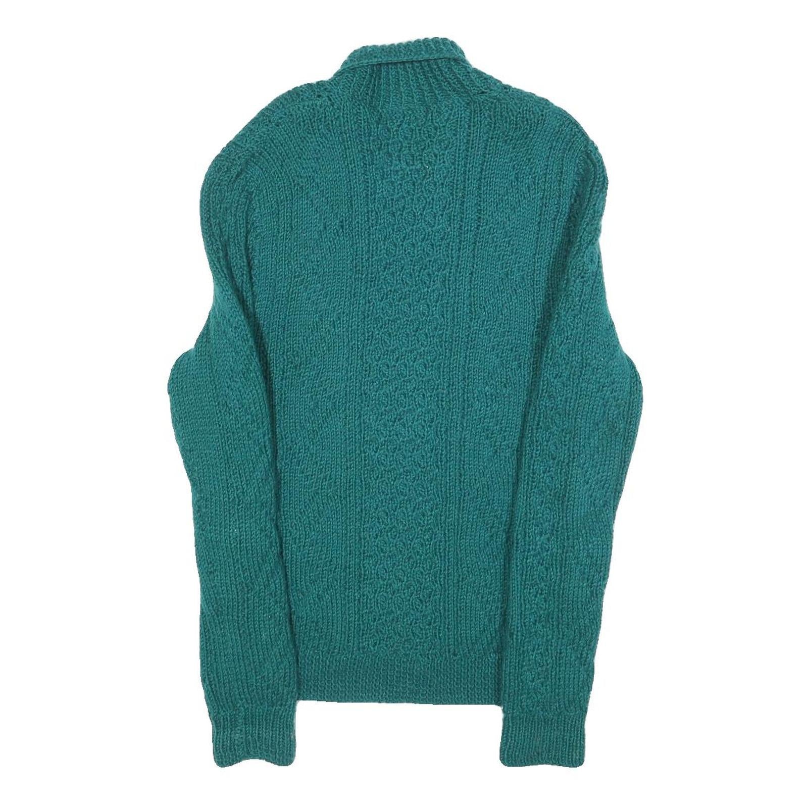 Womens Green Patterned Pullover Jumper Cable Knit S Winter Knitwear